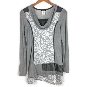 Dolcezza Tunic Gray Patchwork Cowl Neck S